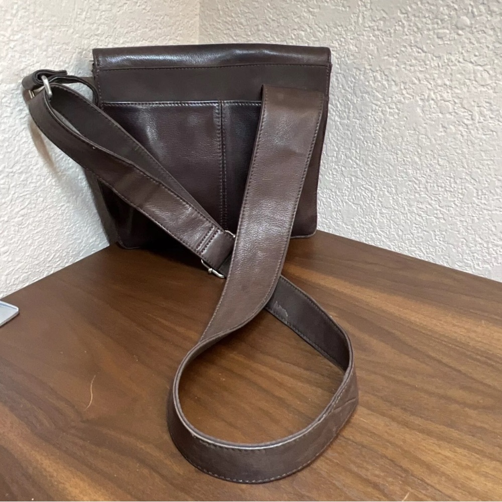 VTG FOSSIL Brown Shoulder Crossbody Bag Purse Distressed Wide Strap Hobo Hippie